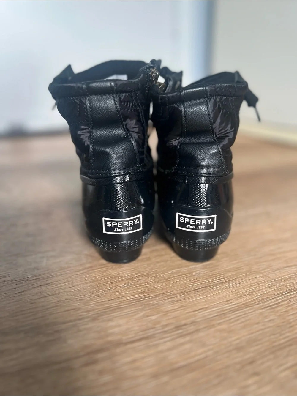 Sperry Black Lace-Up Quilted Duck Boots